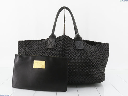 Bottega Veneta Cabat Large Intreccio Leather Tote Bag Black 40cm-Luxbags