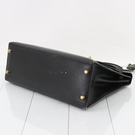 Hermès Kelly 32 Sellier Black Box Leather Gold Hardware with Strap