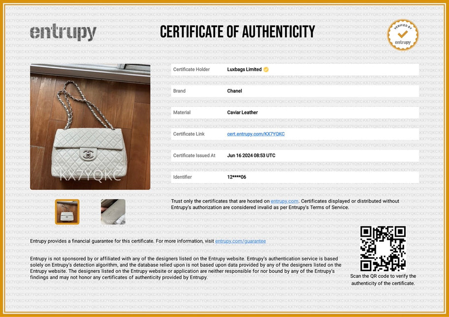 Sold Chanel Classic Flap Maxi Milk White Caviar Leather Silver-tone Hardware Giant CC Logo