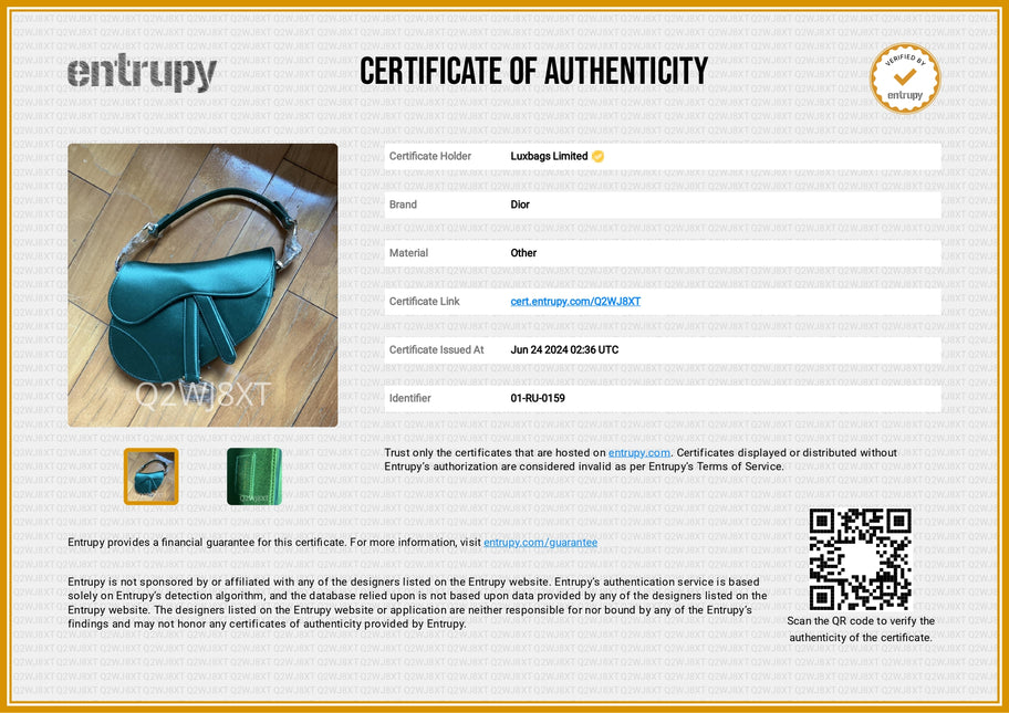 Dior Saddle Mini 2019 Silk Emerald Green with crystals