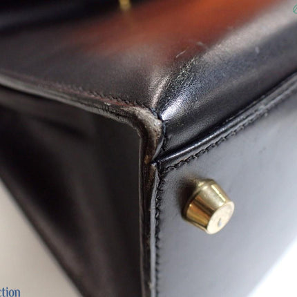 Hermès Kelly 32 Sellier Black Box Leather Gold Hardware with Strap