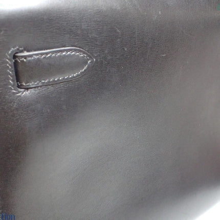 Hermès Kelly 32 Sellier Black Box Leather Gold Hardware with Strap