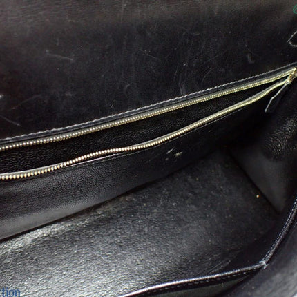 Hermès Kelly 32 Sellier Black Box Leather Gold Hardware with Strap