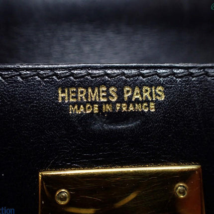 Hermès Kelly 32 Sellier Black Box Leather Gold Hardware with Strap