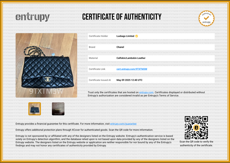 Chanel Classic Flap Maxi Black Lambskin Leather Double Flap with Gold-tone Hardware