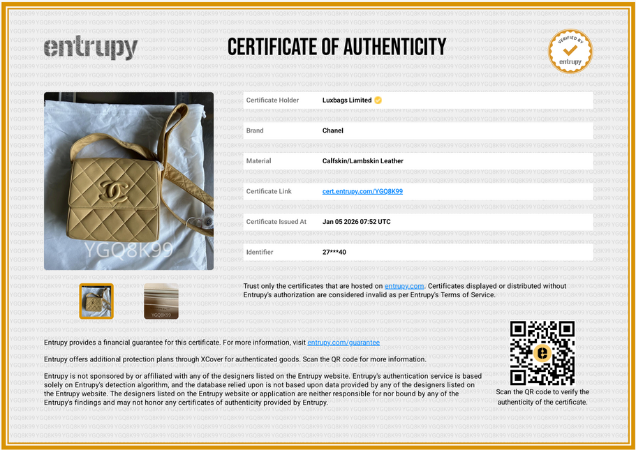 Chanel Vintage Flap Crossbody Bag Yellow Lambskin Leather, 1991-1994