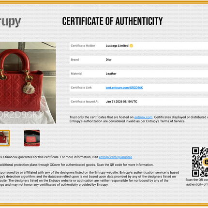 Lady Dior Vintage Medium Red Lambskin Leather Gold Hardware