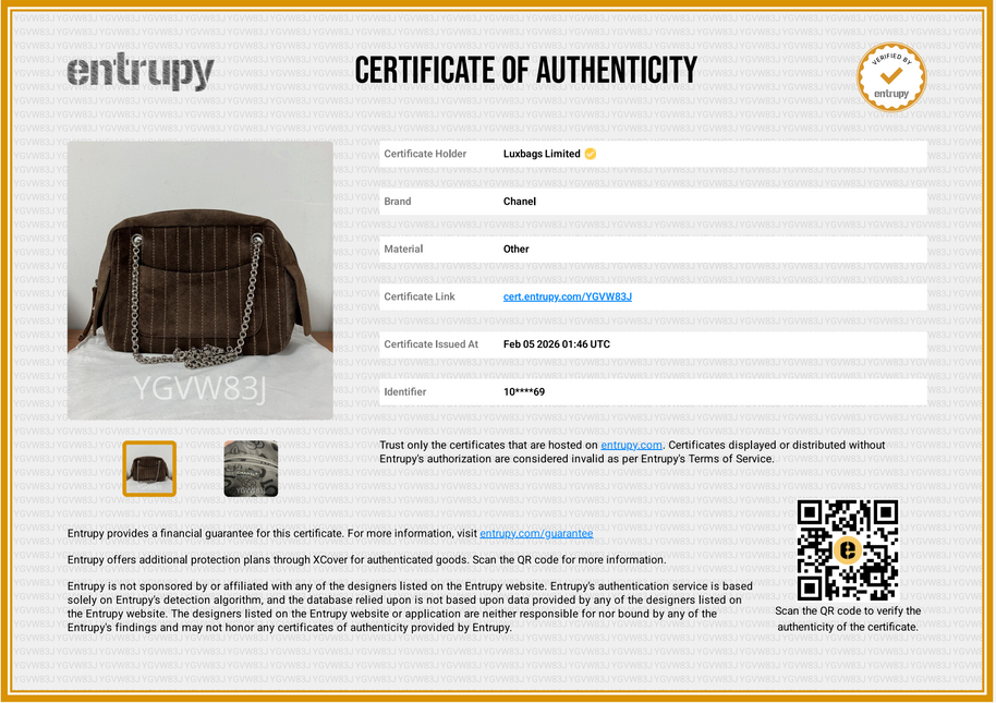 Chanel Mademoiselle Camera Bag Chocolate Brown Suede Silver Chain 2005-2006