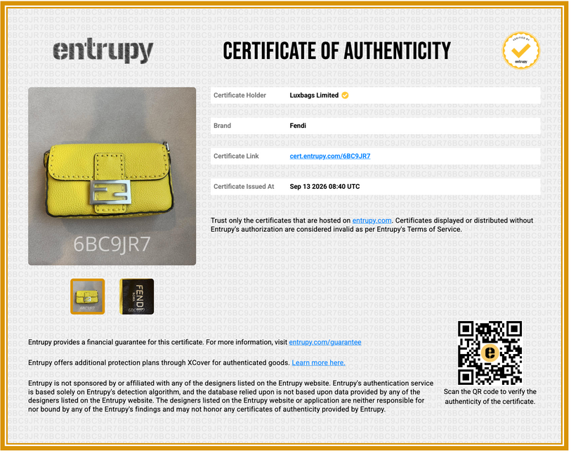 Fendi Baguette Mini Selleria Lemon Yellow Calfskin Leather Crossbody Bag