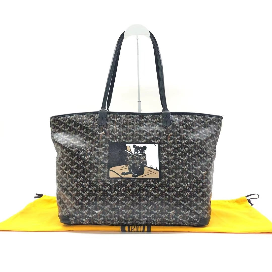 Goyard Artois GM Large Black French Bulldog Reinforced Corners and Zipper-Luxbags