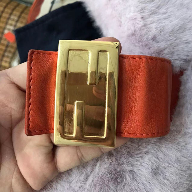 Fendi Baguette Soft Fluffy Shoulder Bag Pink and Orange Leather