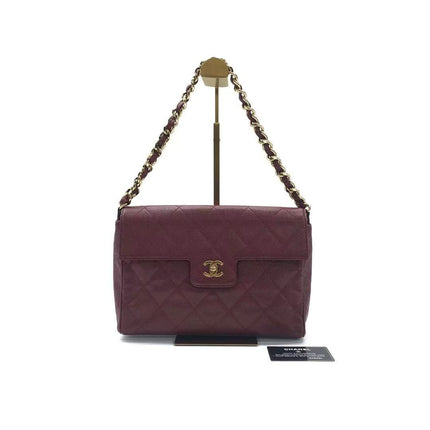 Chanel Vintage Burgundy Caviar Leather Shoulder Bag 24k Gold HW-Luxbags