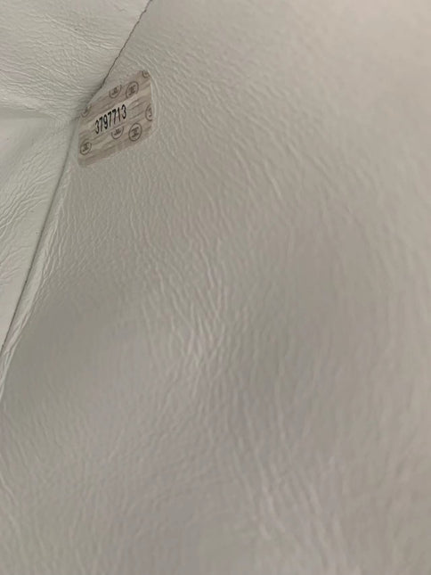 Sold Chanel Classic Flap 1996 White Leather 24k Gold Plated Giant CC Logo