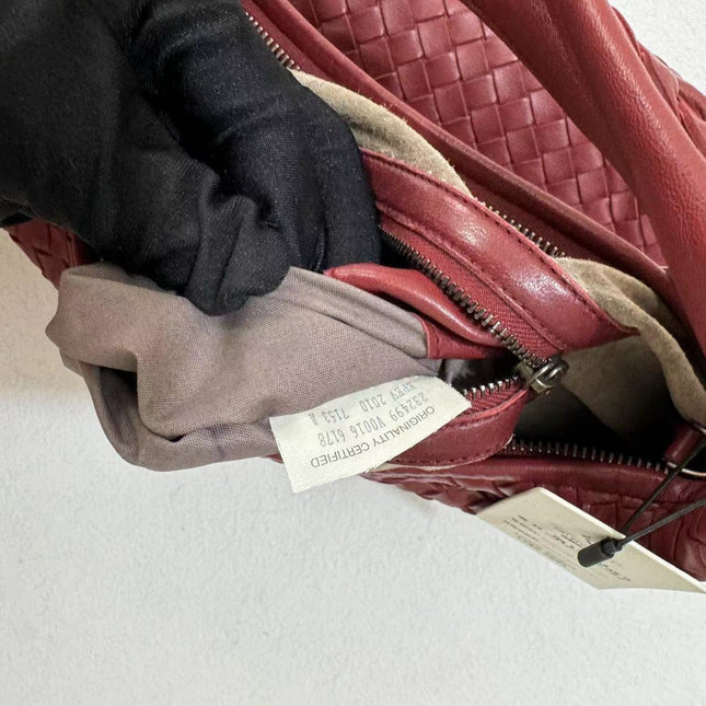 Sold Bottega Veneta Burgundy Belly Hobo Intrecciato Nappa Leather Handbag