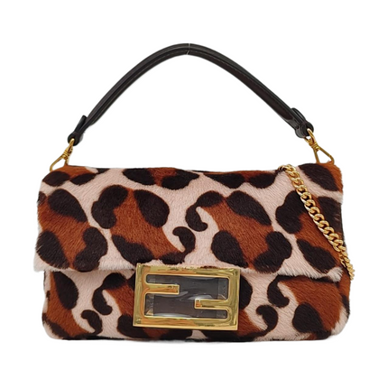 Fendi Baguette Mini Ponyhair Animal Print Crossbody Bag