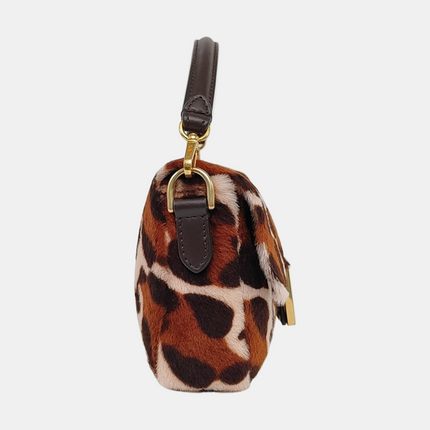 Fendi Baguette Mini Ponyhair Animal Print Crossbody Bag