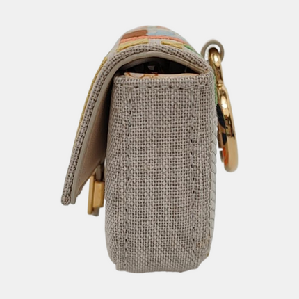 Fendi Baguette Nano Multicolor Canvas Chain Strap Crossbody Bag