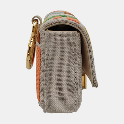 Fendi Baguette Nano Multicolor Canvas Chain Strap Crossbody Bag