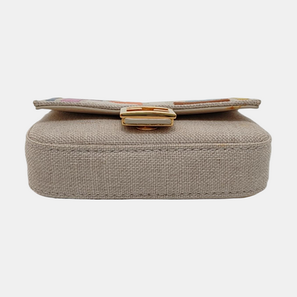 Fendi Baguette Nano Multicolor Canvas Chain Strap Crossbody Bag