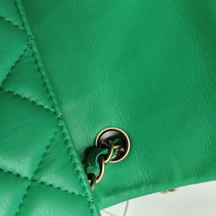 Chanel Classic Flap Mini Rectangular Green Lambskin Leather Gold Hardware