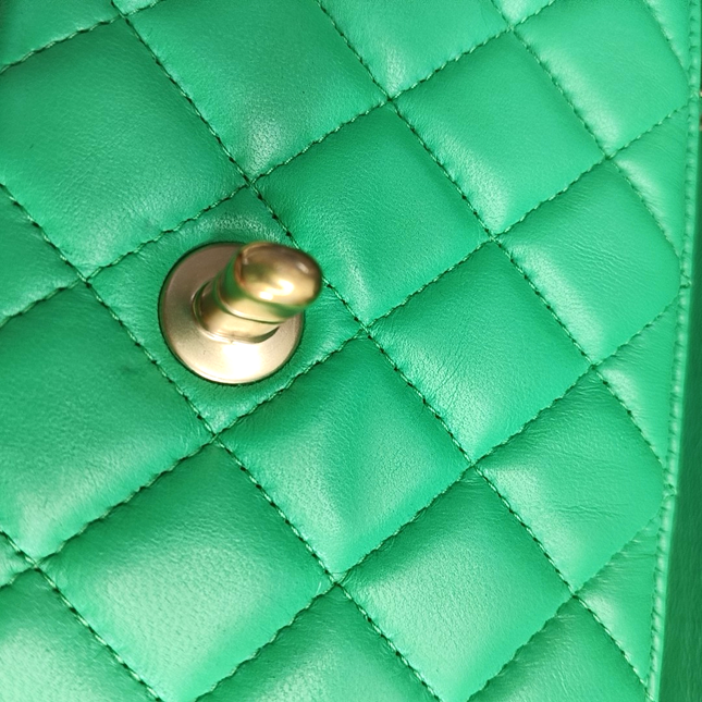 Chanel Classic Flap Mini Rectangular Green Lambskin Leather Gold Hardware