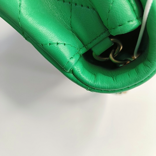 Chanel Classic Flap Mini Rectangular Green Lambskin Leather Gold Hardware
