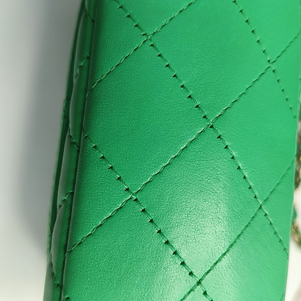 Chanel Classic Flap Mini Rectangular Green Lambskin Leather Gold Hardware