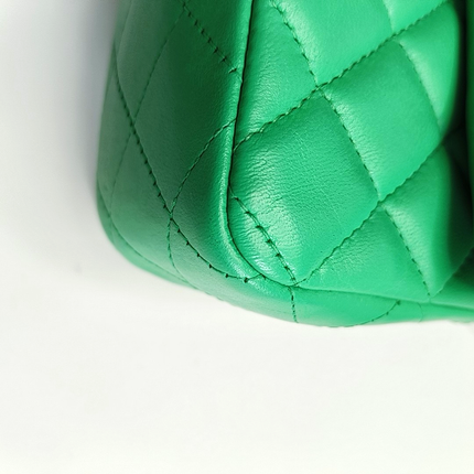 Chanel Classic Flap Mini Rectangular Green Lambskin Leather Gold Hardware