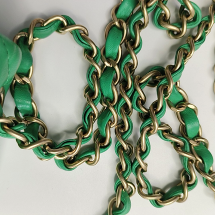 Chanel Classic Flap Mini Rectangular Green Lambskin Leather Gold Hardware
