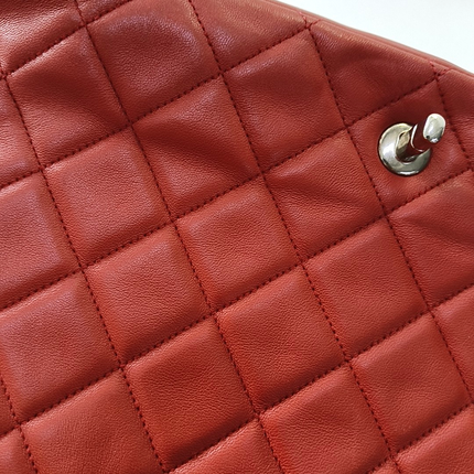 Chanel Classic Flap Single Flap Large Red Lambskin Leather Silver Hardware