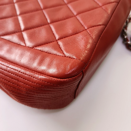 Chanel Classic Flap Single Flap Large Red Lambskin Leather Silver Hardware