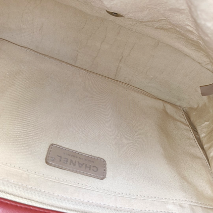 Chanel Classic Flap Single Flap Large Red Lambskin Leather Silver Hardware