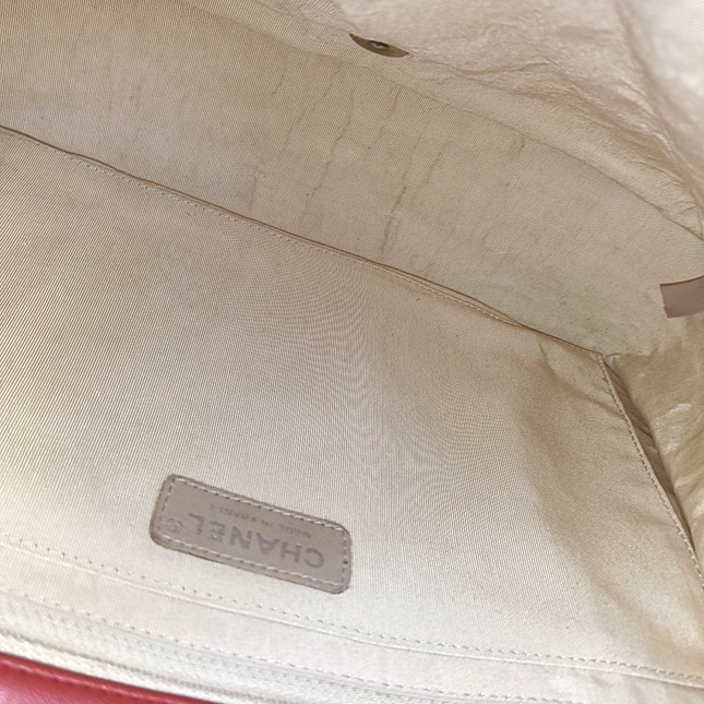 Chanel Classic Flap Single Flap Large Red Lambskin Leather Silver Hardware