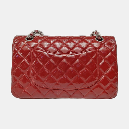 Chanel Classic Flap Medium Red Patent Leather Silver Hardware
