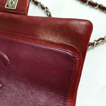 Chanel Classic Flap Medium Red Patent Leather Silver Hardware