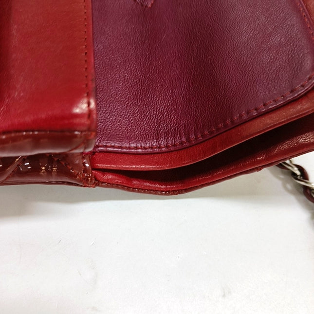 Chanel Classic Flap Medium Red Patent Leather Silver Hardware