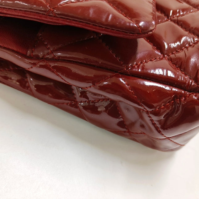 Chanel Classic Flap Medium Red Patent Leather Silver Hardware