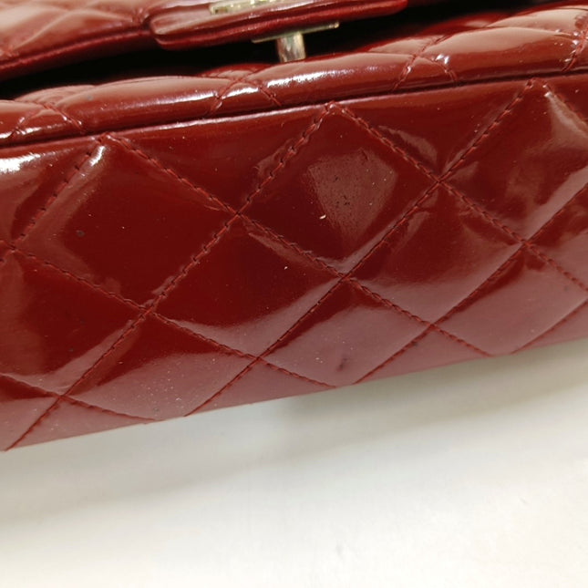 Chanel Classic Flap Medium Red Patent Leather Silver Hardware