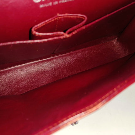 Chanel Classic Flap Medium Red Patent Leather Silver Hardware