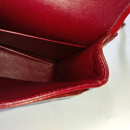 Chanel Classic Flap Medium Red Patent Leather Silver Hardware
