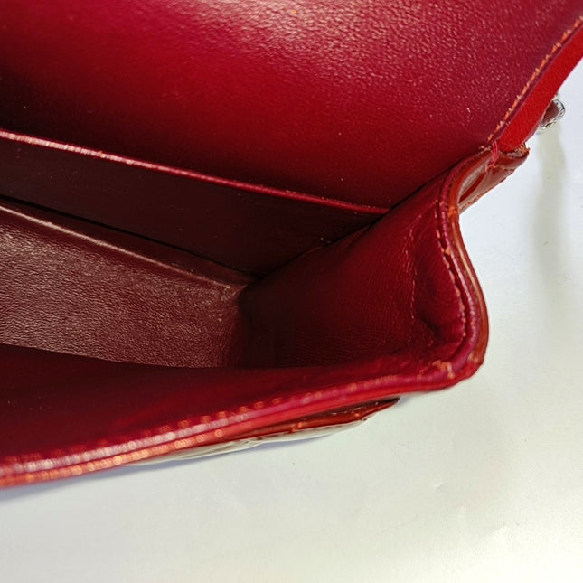 Chanel Classic Flap Medium Red Patent Leather Silver Hardware