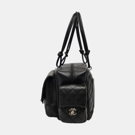 Chanel Cambon Large Dark Brown Calfskin Leather Double Strap Handbag