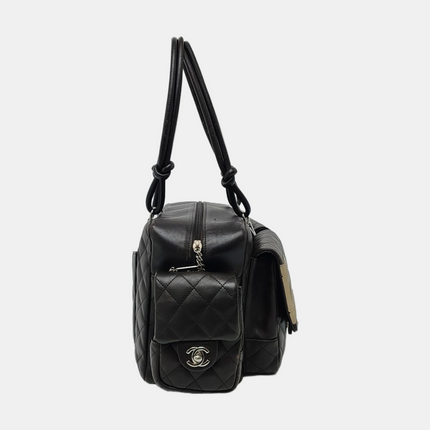 Chanel Cambon Large Dark Brown Calfskin Leather Double Strap Handbag
