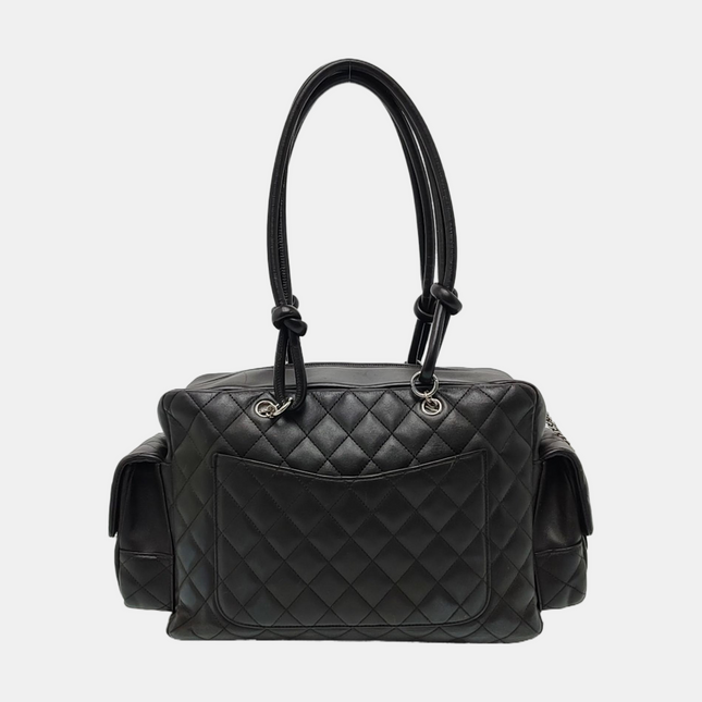 Chanel Cambon Large Dark Brown Calfskin Leather Double Strap Handbag