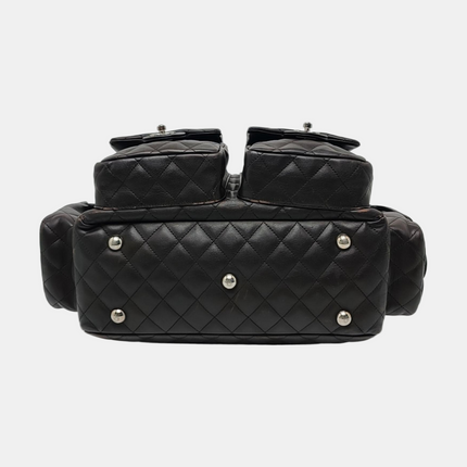 Chanel Cambon Large Dark Brown Calfskin Leather Double Strap Handbag