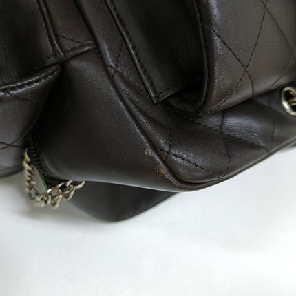 Chanel Cambon Large Dark Brown Calfskin Leather Double Strap Handbag