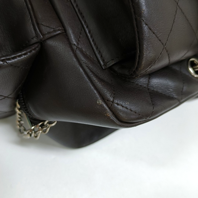 Chanel Cambon Large Dark Brown Calfskin Leather Double Strap Handbag