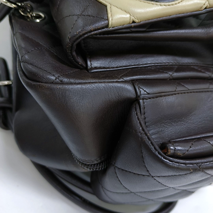 Chanel Cambon Large Dark Brown Calfskin Leather Double Strap Handbag