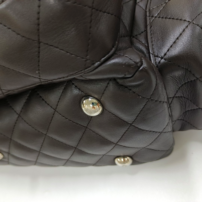 Chanel Cambon Large Dark Brown Calfskin Leather Double Strap Handbag