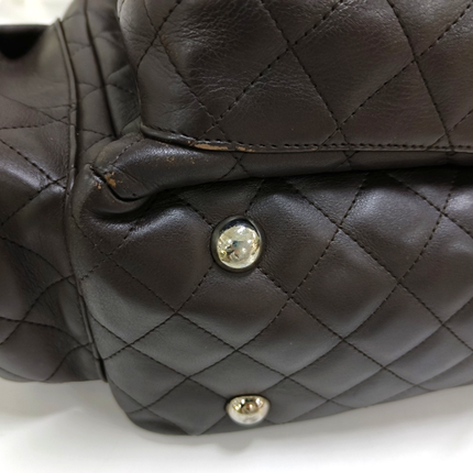 Chanel Cambon Large Dark Brown Calfskin Leather Double Strap Handbag